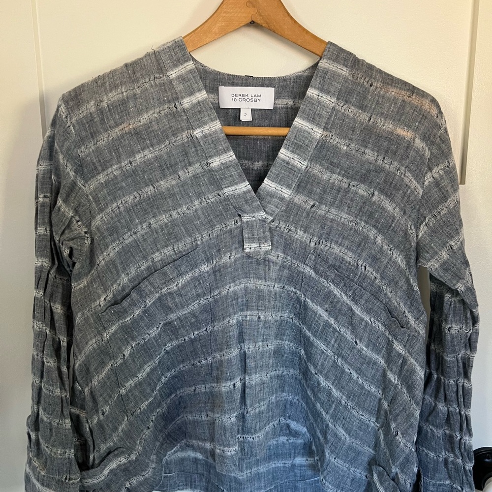 10 Crosby Derek Lam Striped Gray Long Sleeve Shirt